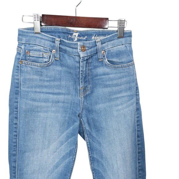 7 For All Mankind Kimmie Crop W 25 L 24 Straight Leg Light Faded Denim Casual - Picture 10 of 11
